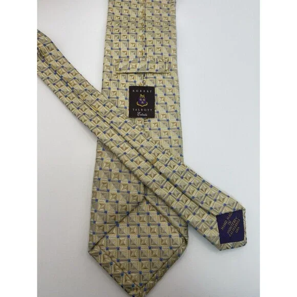2 ROBERT TALBOTT ESTATE Silk Ties Hand Made in Monterey CA USA -1 Blue, 1 Yellow - Picture 6 of 7